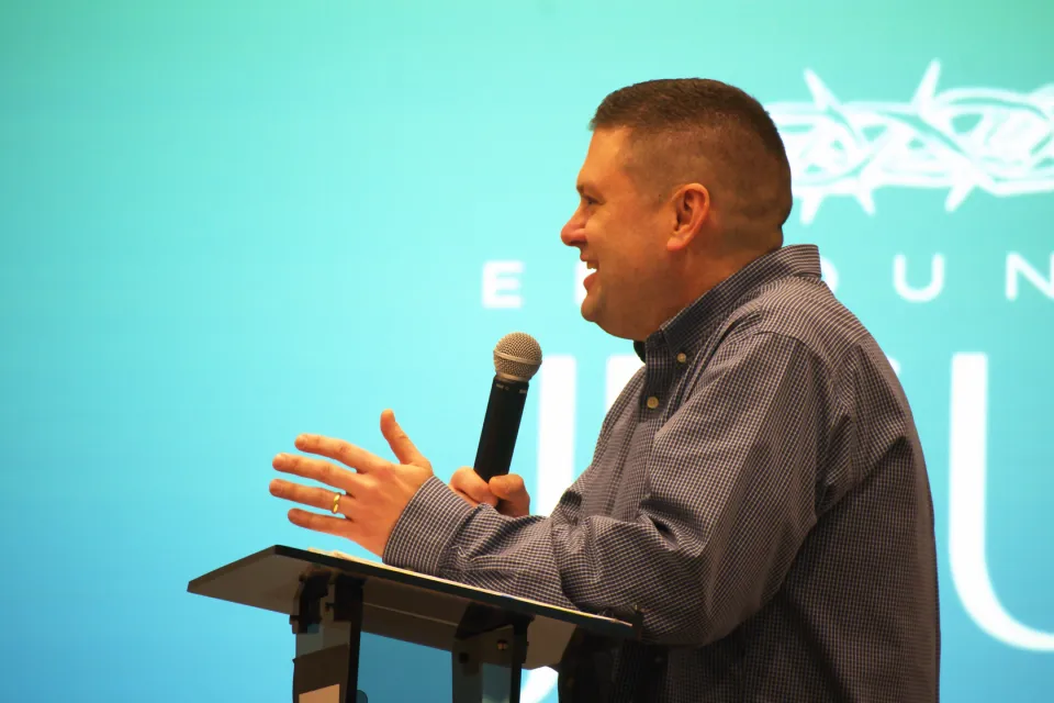 Pastor Tim Bright preaching and teaching.